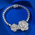 wholesale Metal S925 silver, fully paved with diamonds, camellia and rose flower bracelet, fashionable design, for women, live streaming-0-1