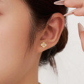 wholesale S925 Sterling Silver Cross Clover Design Natural Freshwater Pearl Earrings Wholesale-0-1