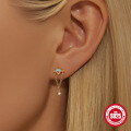 wholesale S925 Sterling Silver Marquise Zircon Fringe Heart Stud Earrings,。-0-3