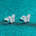S925 Sterling Silver Full Moissanite Butterfly Earrings-0-1