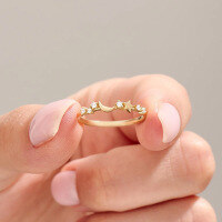 wholesale S925 Sterling Silver Red Elk Full Body Minimalist Celestial Star and Moon Ring for Women, Cross-Border Drop Shipping-BZ0686-Gold US size 10