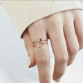 wholesale 9K Gold Japanese Minimalist Niche-style Morganite and White Zircon Ring, Spring New Collection-0-3