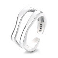 wholesale S925 Sterling Silver Geometric Ring for Women, Korean Style Heavy Duty Double Layer Open Adjustable Index Finger Ring for Personalized styling-0-4