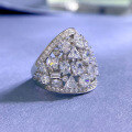 wholesale S925 Sterling Silver Full Pavé Diamond with Fancy Shape Stone Ring, New Design for Cross-Border European and American High-End Style-0-1