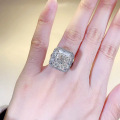 wholesale S925 silver new imported high-carbon diamond 13*13 ring for women, luxurious and fashionable, best-selling in Europe and America-0-3