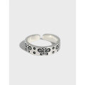 wholesale S925 Sterling Silver Open-Ended Butterfly Ring, Vintage Distressed Style, Korean Version, Ins Minimalist Fashion-0-0