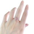 wholesale 925 Silver Zhuo Zhifan Women's 9*9mm Imported High-Carbon Diamond Plump Square Morgan Pink Simulated Diamond Ring for Wedding-0-4