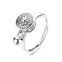 wholesale S925 sterling silver ethnic-style Zongteng lotus rotating six-syllable mantra prayer wheel ring palace-style finger ring-559FJ/approx. 4.3g>Adjustable opening