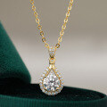 14K Gold Plated 925 Silver Moissanite Teardrop Pipa Pendant Necklace-0-0