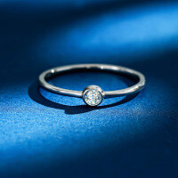 S925 Silver Fashion Commute Ring for Women, Minimalist Round Gold Moissanite Ins Style Tail Ring-Set with 0.1CT moissanite  No. 5