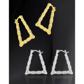 wholesale S925 Sterling Silver Geometric Triangle Bamboo Texture Design Korean Minimalist and Unique Elegant Earrings with Ear Clips for Women-0-1
