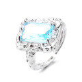 wholesale S925 Sterling Silver Ice Blue Lava Textured Ethereal Minimalist Luxury Adjustable Ring for Women-0-4