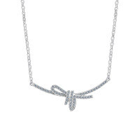 Sterling Silver Ribbon Bow Pendant Necklace-S925 Sterling Silver  925 Silver