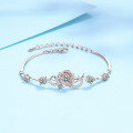 wholesale PT950 platinum-plated S925 silver with moissanite color-changing rose flower bracelet for women, one-piece drop shipping-0-0