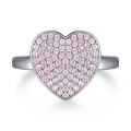 wholesale 925 Sterling Silver Jewelry Set with Pink Diamond Zirconia Ring, Heart Pendant Earrings, and 3D Heart Necklace for Women, High-End Feel-0-3
