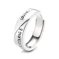 wholesale S925 Sterling Silver English Letter Accented with Red Zircon Ring, Stylish and Versatile Commuter Piece, Elegant Index Finger Band-0-4
