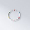 wholesale 925 Sterling Silver Dopamine Enamel Rainbow Irregular Bamboo Joint Ring Minimalist Adjustable Opening Ring R02775-0-3