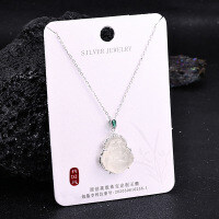S925 Sterling Silver High-Ice White Chalcedony Maitreya Buddha Pendant Necklace-S925 Sterling Silver + White Chalcedony YD-7628S 925 Silver