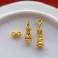 wholesale Gold-plated 925 ancient silver fittings with engraved intricate twin lotus beads, Vajra bell pendant, and Kylin blessing seal pendant for DIY-0-2