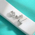 wholesale S925 Sterling Silver Moissanite Minimalist Elegant Stud Earrings Small Niche Versatile Fashionable High-end Ear Jewelry Ear Clips for Women Wholesale-0-2