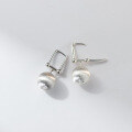 wholesale S925 Sterling Silver Minimalist U-Shaped Horseshoe Brushed Bead Ear Clasp Geometric Design Earrings M06690-0-3
