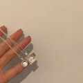 wholesale S925 Sterling Silver Square Necklace for Women, Ins Minimalist Style, Light Luxury Niche Design Sense Choker, New Collection-0-1