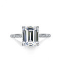 S925 Silver 4-Carat Moissanite Women's Ring, Extravagant Rectangular Emerald Cut-0-0