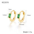 wholesale S925 Sterling Silver Ear Clips with Premium Feel, Cross-Border Hot-Sell Inlaid Color Zircon and Emerald Circle Earrings, Retro Style Design-0-6