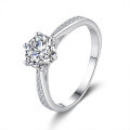 S925 Sterling Silver Moissanite Women's Six-Prong Crown Classic Engagement Ring Factory Direct-0-3