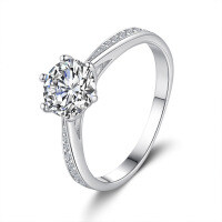 S925 Sterling Silver Moissanite Women's Six-Prong Crown Classic Engagement Ring Factory Direct-2-carat (simulated diamond)  Hong Kong number 17