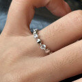 wholesale S925 Sterling Silver Round Bezel Set Diamond Ring Minimalist Xiaohongshu Ring Stackable Jewelry-0-1