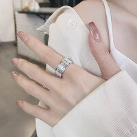 wholesale S925 Sterling Silver Fashion European and American Cross-Border Multi-Line Exaggerated Internet-Famous Openable Geometric Versatile Ring-1338J/approx. 6.7g Opening adjustable