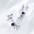 wholesale 925 Sterling Silver Cartoon Astronaut Earrings with High-End Aura, Personalized Fashion Style Blue Sandstone Earrings, Hot-Selling Wholesale Accessories-0-2