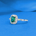 wholesale S925 Silver 4*6mm Emerald Simulant Ring, Simple and Fashionable, Live Stream Xiaohongshu-0-1