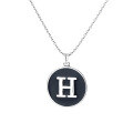 wholesale S925 Sterling Silver European and American Cross-Border Round Double-Sided Epoxy H Pendant Trendy Unisex Necklace-0-4