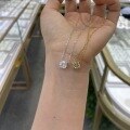 wholesale 18k Gold Plated S925 Silver Classic Minimalist 4-Prong 1-2 Carat Round Moissanite White Diamond Collarbone Necklace-0-2