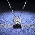Moissanite S925 Sterling Silver Horseshoe Pendant Necklace for Women-0-3