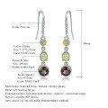 wholesale S925 Silver Fashionable and Elegant Natural Gemstone Earrings with Natural Topaz, Peridot, and Crystal Ear Drop New Style-0-0