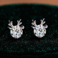 S925 Silver Moissanite Reindeer Antler Earrings-0-4
