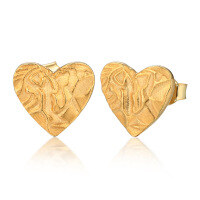 wholesale S925 Silver Textured Heart Earrings, Artistic Vintage Luxury Design Valentine's Day Gift-gold