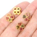 wholesale 925 Silver Gold-Plated, Ancient Silver, Gold-Plated, and Natural Crystal Tourmaline Four-Leaf Clover Beads Accessories-0-2