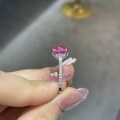 wholesale S925 sterling silver same as Xiaohongshu women's wholesale ring with lab-grown ruby oval 8*10mm classic style ring-0-2