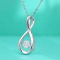 wholesale S925 Sterling Silver Small Dress Moissanite Necklace for Women with Beating Heart Pendant, Light Luxury Minimalist Matching Water Drop Collarbone Chain-0-3
