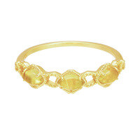 wholesale 14K Gold Plated 925 Silver 22 New Dear Diamond Hollow Out Natural Citrine Energy Ring-Triple Citrine Ring  US 6