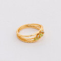 wholesale S925 silver plated 14k gold with peridot, Japanese minimalist niche design wavy curve stackable ring set, Spring new release-0-2