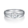 wholesale Plated in 18k Silver, Classic and Minimalist 1 Carat Moissanite Unisex Wedding Ring for Valentine's Gift-0-0