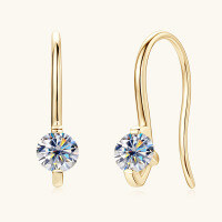 wholesale S925 Sterling Silver Cross-Border Europe and America New Style Moissanite Ear Hooks with High-End Design Sense, Fashionable and Elegant Trendy Earrings-White 0.3 carat +0.3 carat
