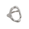 wholesale S925 Sterling Silver JA486 Korean Hollow Ring, Ins Style Hammered Irregular Texture Adjustable Circular Ring for Women-0-4