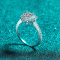 S925 Silver Moissanite Heart Ring for Women, Trendy Gift-0-1