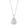 Sterling Silver Rotating Diamond Gourd Necklace with Coin-0-3